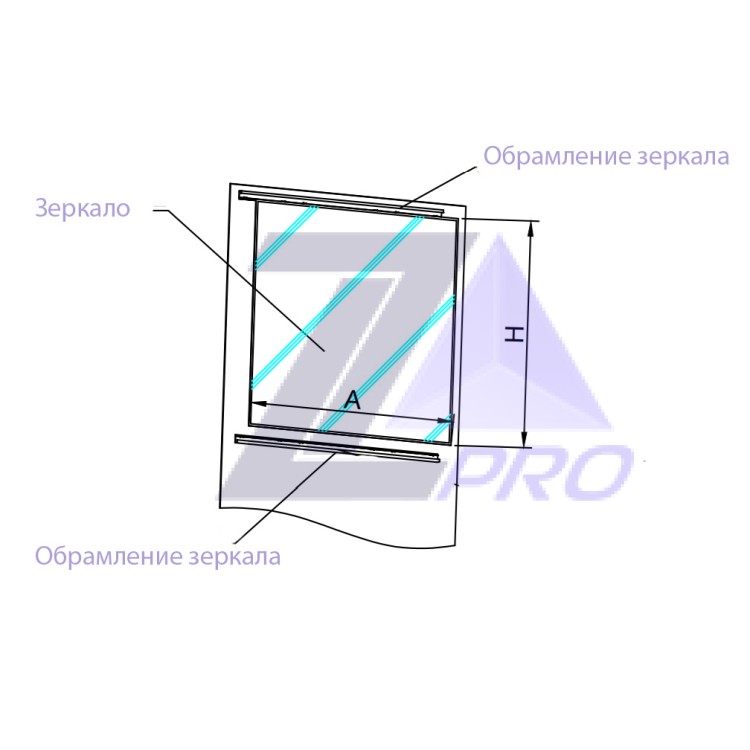Обрамление зеркала (к-т: 2шт.) нерж.сталь шлиф. L-2190 мм