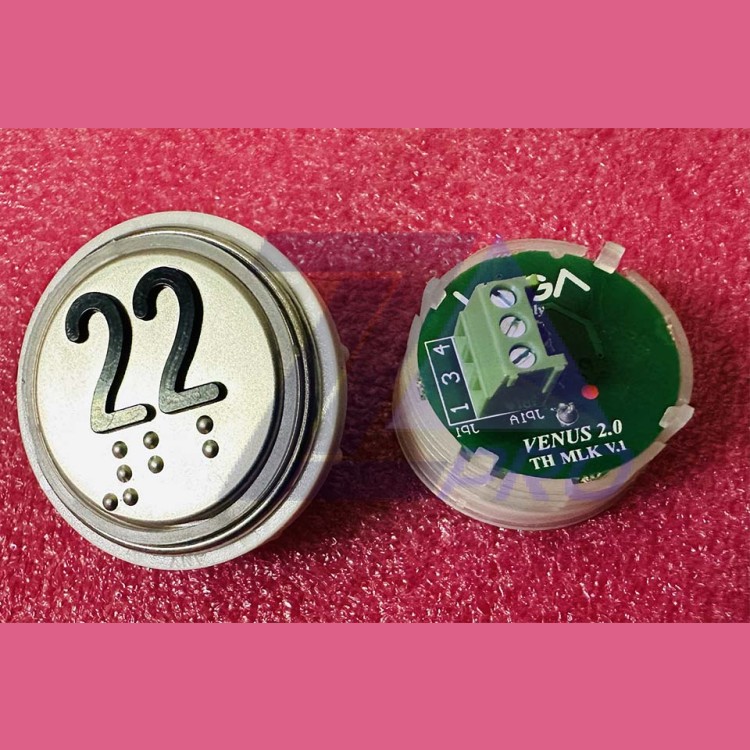 Кнопка 22 красная подсветка с кодом Брайля VENUS V.2 MLK VEGA