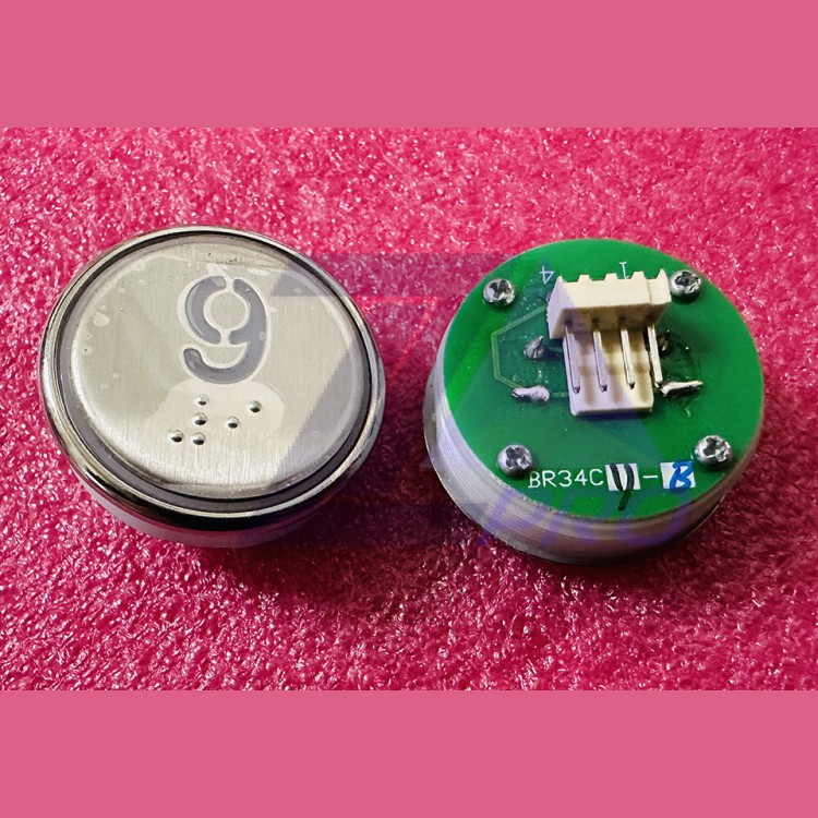 Кнопка "9" с шрифтом Брайля, синяя подсветка BR34C Xizi Otis