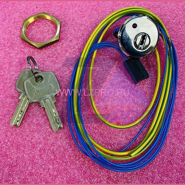 Ключевина SH8, 24 В, полированная хром, с красной подсветкой, разъем AMP Otis FAA431R4