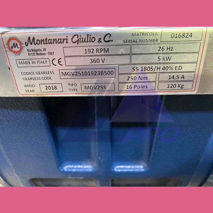 Безредукторная лебедка MGV25S 192RPM 26Hz 360V 5kW Montanari Giulio & C