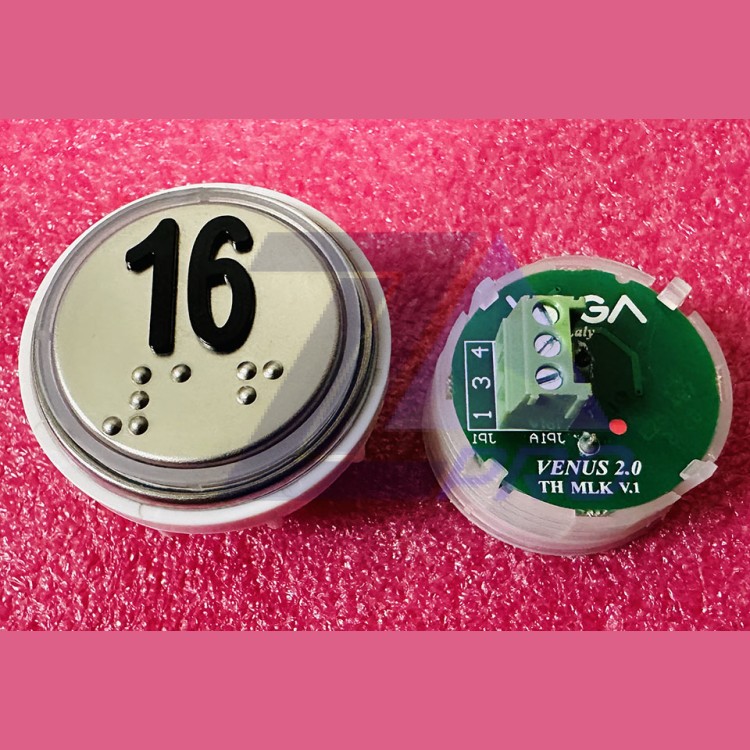 Кнопка 16 красная подсветка с кодом Брайля VENUS V.2 MLK VEGA