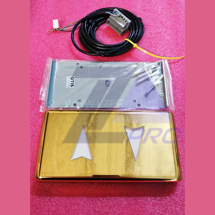 Указатель направления (две стрелки, полированный золото) с платой FAA25005A1 Otis