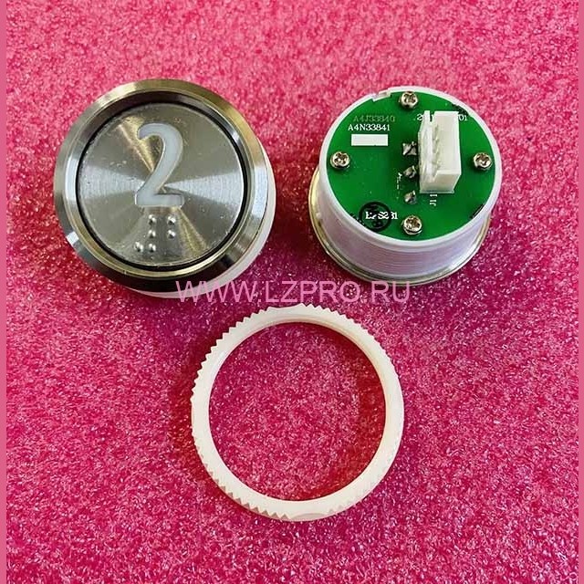 Кнопка "2" (с шрифтом Брайля, белая круговая подсветка, тип BAS231) A4N33841 Otis