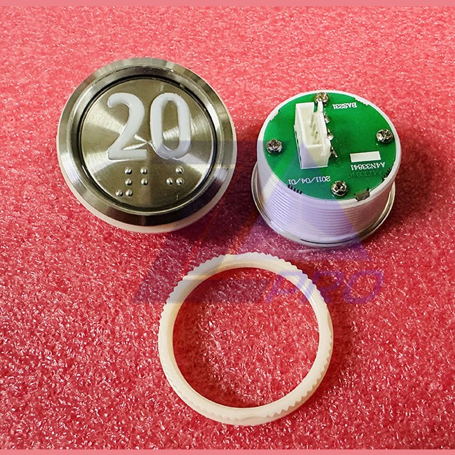 Кнопка "20" (с шрифтом Брайля, белая круговая подсветка, тип BAS231) A4N33841 Otis