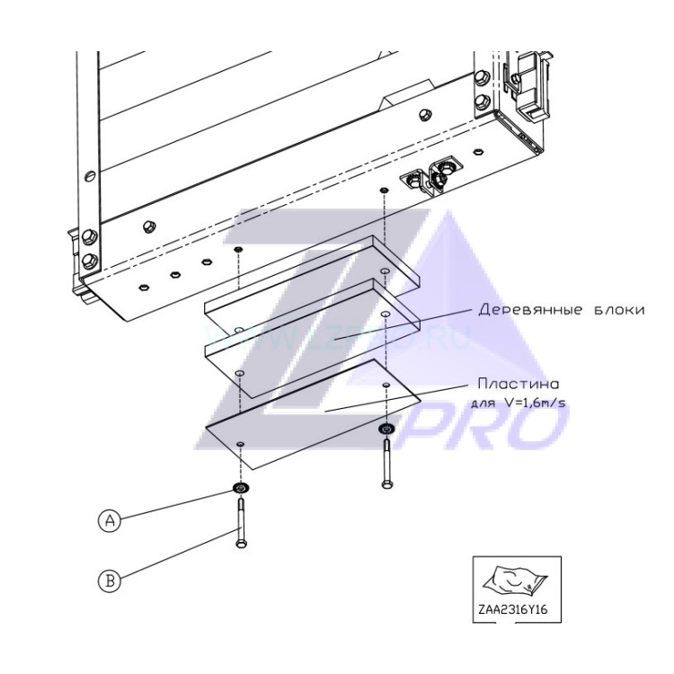 Деревянный блок под нижнюю балку противовеса Otis