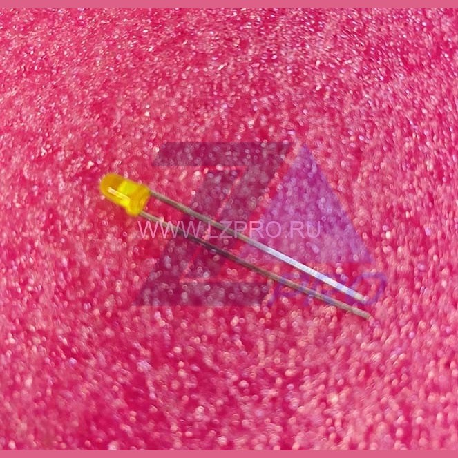 Светодиод желтый 50° d=3мм 5мКд 700нМ