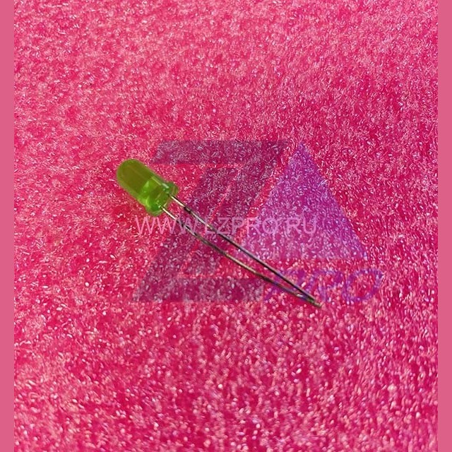 Светодиод зеленый 50° d=3мм 5мКд 700нМ