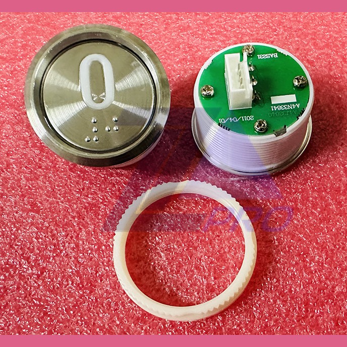 Кнопка "0" (с шрифтом Брайля, белая круговая подсветка, тип BAS231) A4N33841 Otis