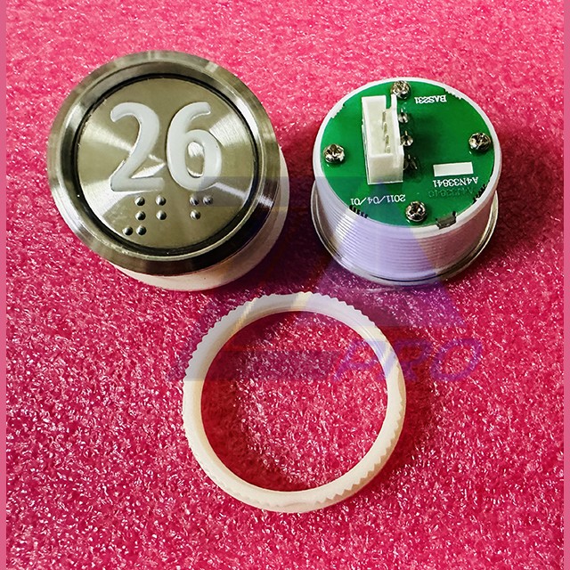 Кнопка "26" (с шрифтом Брайля, белая круговая подсветка, тип BAS231) A4N33841 Otis