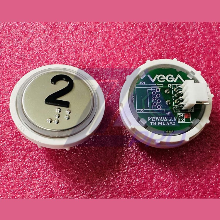 Модуль кнопочный с кодом Брайля красная подсветка MLA разъем AMP "2" Venus Vega