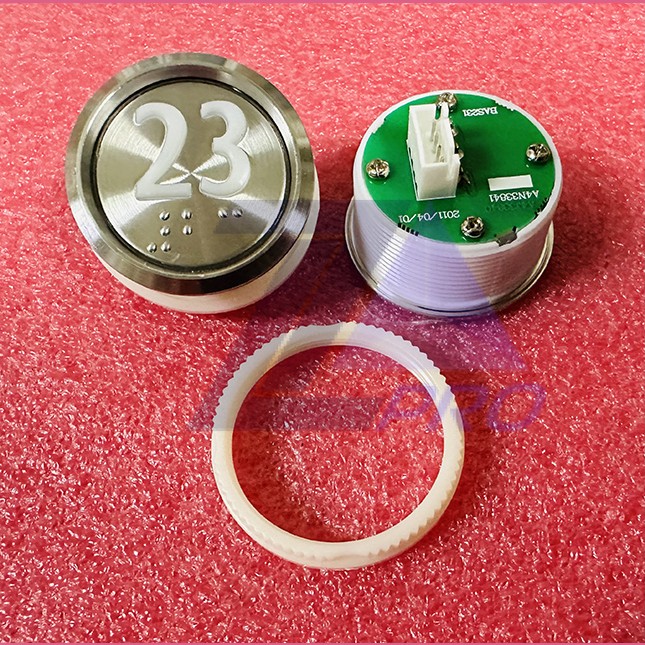 Кнопка "23" (с шрифтом Брайля, белая круговая подсветка, тип BAS231) A4N33841 Otis