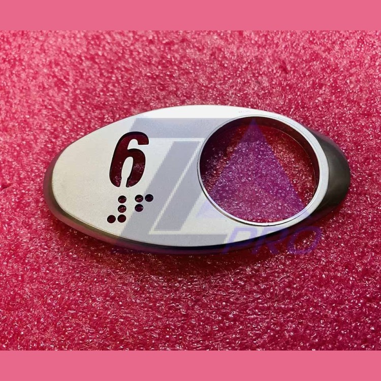 Чиклет "6" матовый серебро шрифтом Брайля Otis MAA250AY306