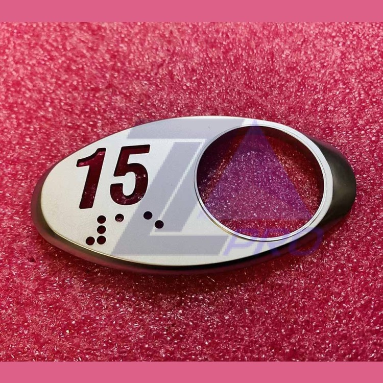 Чиклет "15" матовый серебро шрифтом Брайля Otis MAA250AY315