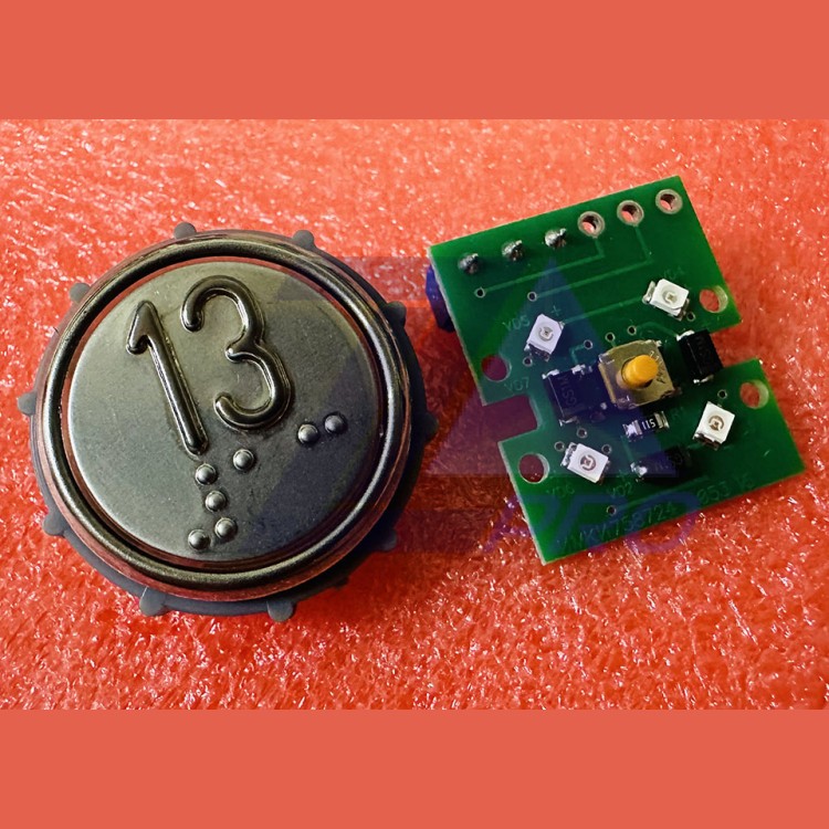 Модуль кнопочный круглый с гайкой код Брайля "13" ВКЛ13А-7-4П