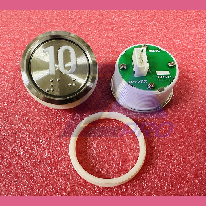 Кнопка "10" (с шрифтом Брайля, белая круговая подсветка, тип BAS231) A4N33841 Otis