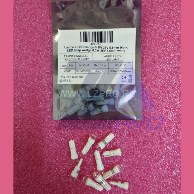 Лампа сигнальная кнопки NAO LED 28В 0,3Вт L=20мм D=6мм Т1 3/4 424R1-L