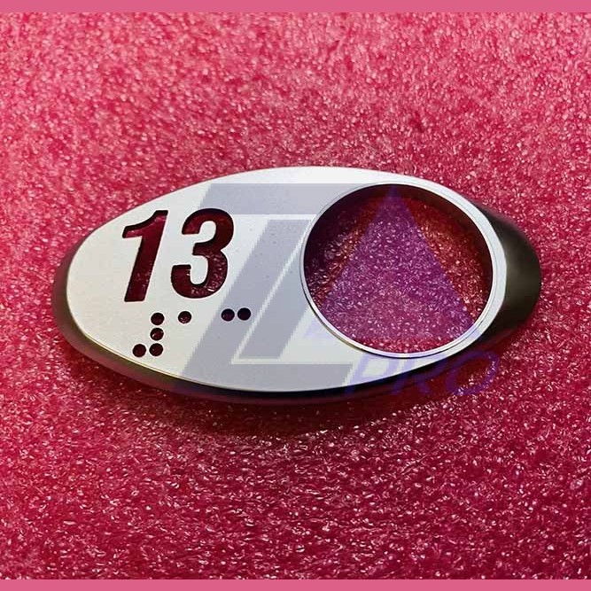 Чиклет "13" матовый серебро шрифтом Брайля Otis MAA250AY313