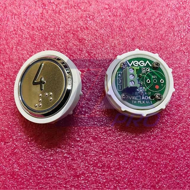 Кнопочный модуль 4 с кодом Брайля, красная подсветка, MLSU, Achille light VEGA