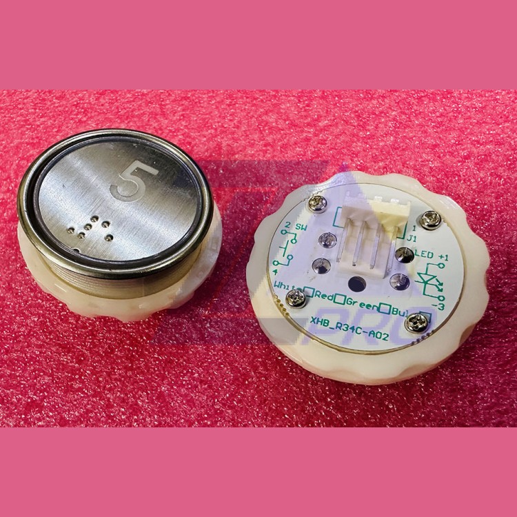 Кнопка "5" с шрифтом Брайля, синяя подсветка BR34C Xizi Otis