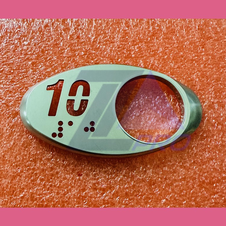 Чиклет "10" матовый серебро с шрифтом Брайля левый Otis MAA250AY310