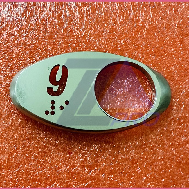 Чиклет "9" матовый серебро с шрифтом Брайля левый Otis MAA250AY309