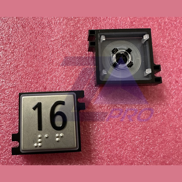 Толкатель кнопки с выдавленной надписью "16" шрифт Брайля Schindler