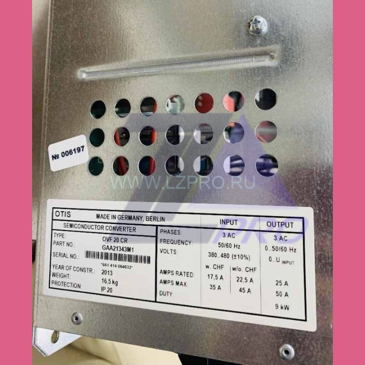 Частотный преобразователь OVF 20 CR 9kW GAA21343M1 Otis