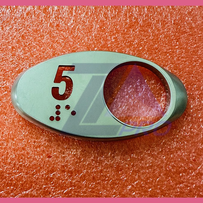 Чиклет "5" матовый серебро с шрифтом Брайля левый Otis MAA250AY305