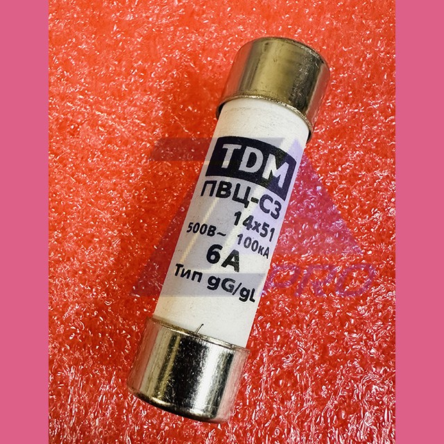 Плавкая вставка (предохраниель) 14x51mm керамический 6А ПВЦ-С3 TDM